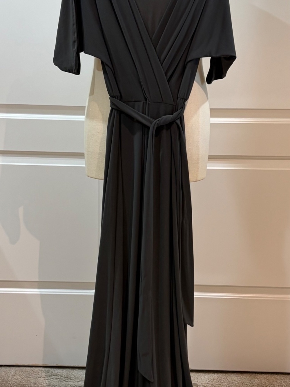 Koh Koh Black Grecian Maxi Dress Size Medium Elegant Draped Evening Formal Gown